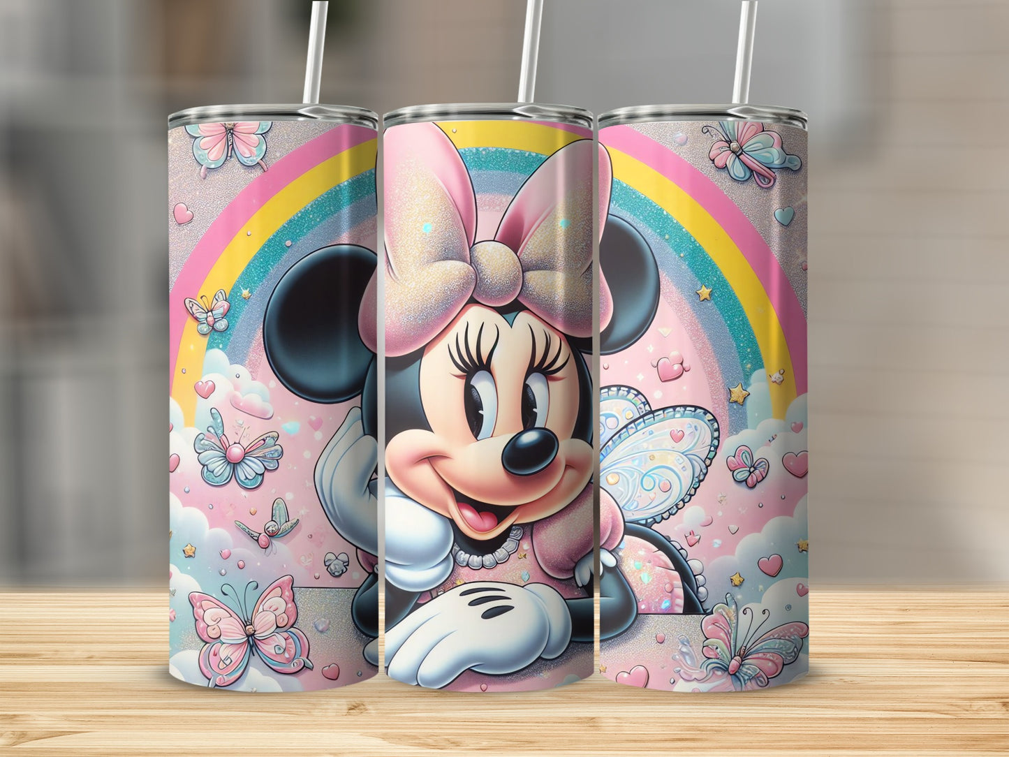 Cute Minnie Mouse with Rainbows Tumbler Product