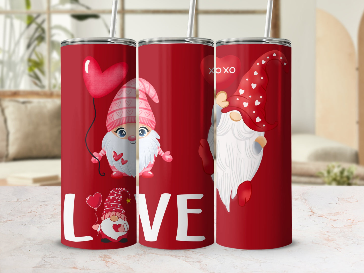 Valentine's Day Gnome Themed Love XO Tumbler