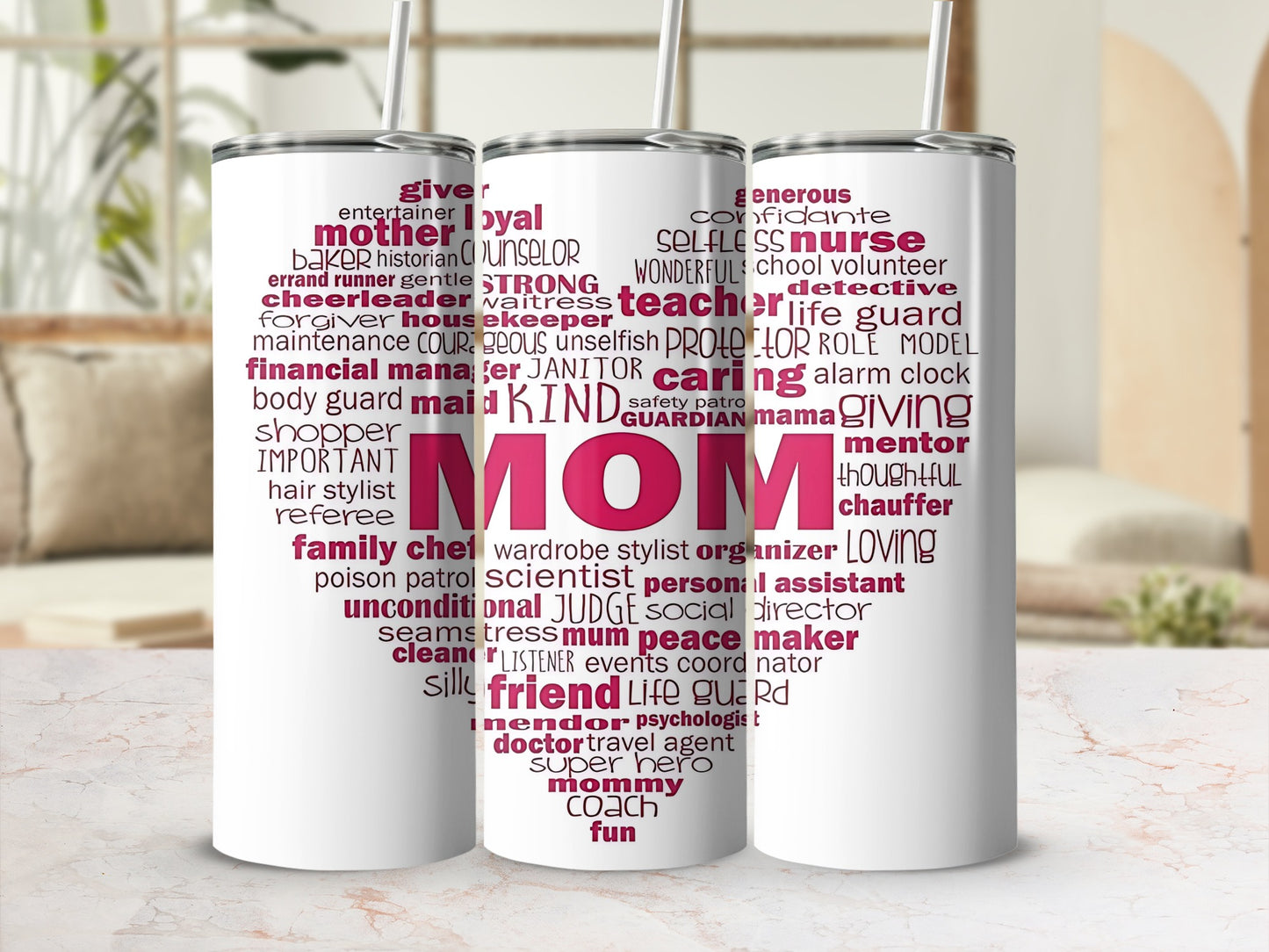 MOM Themed Word Cloud Double-Walled Tumbler