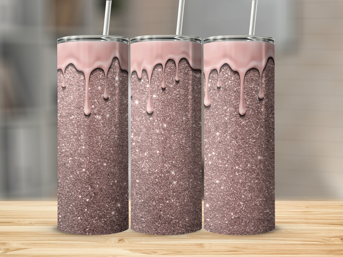 Glitter and Pink Dripping Design Tumbler product