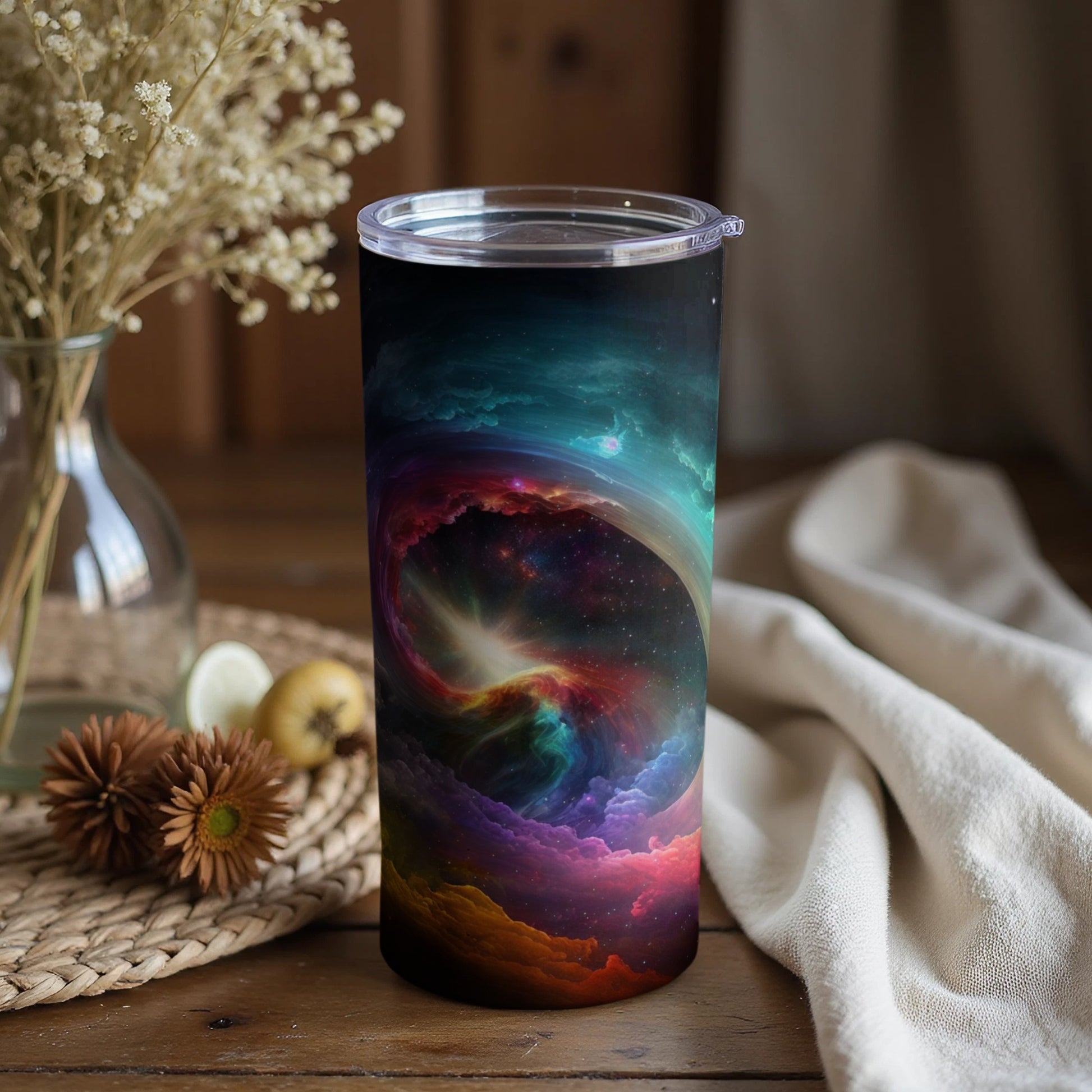 Vibrant Cosmic Swirl Tumbler for Captivating Drinking Experience