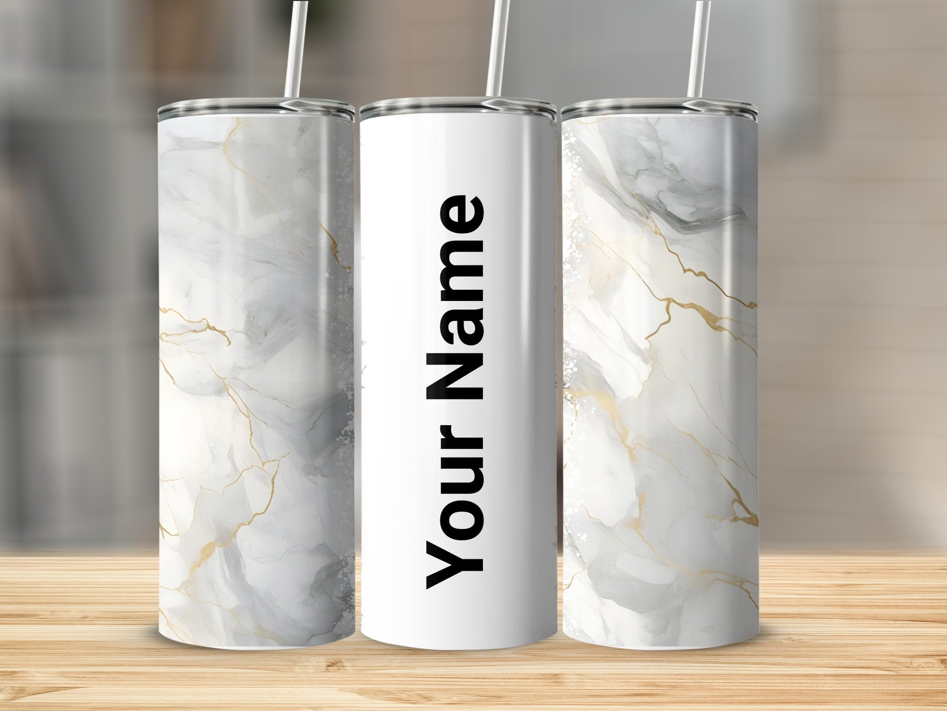 Personalized Marble Theme Tumbler Customizable Flask