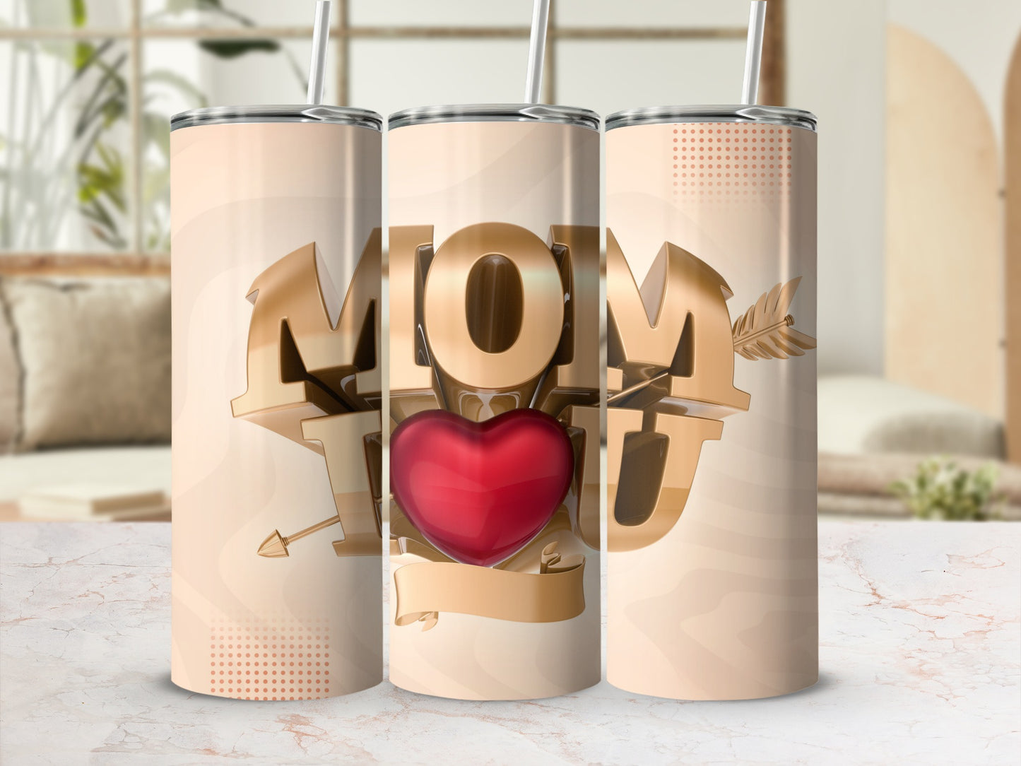 MOM I LOVE YOU Insulated Tumbler for Hot or Cold Drinks