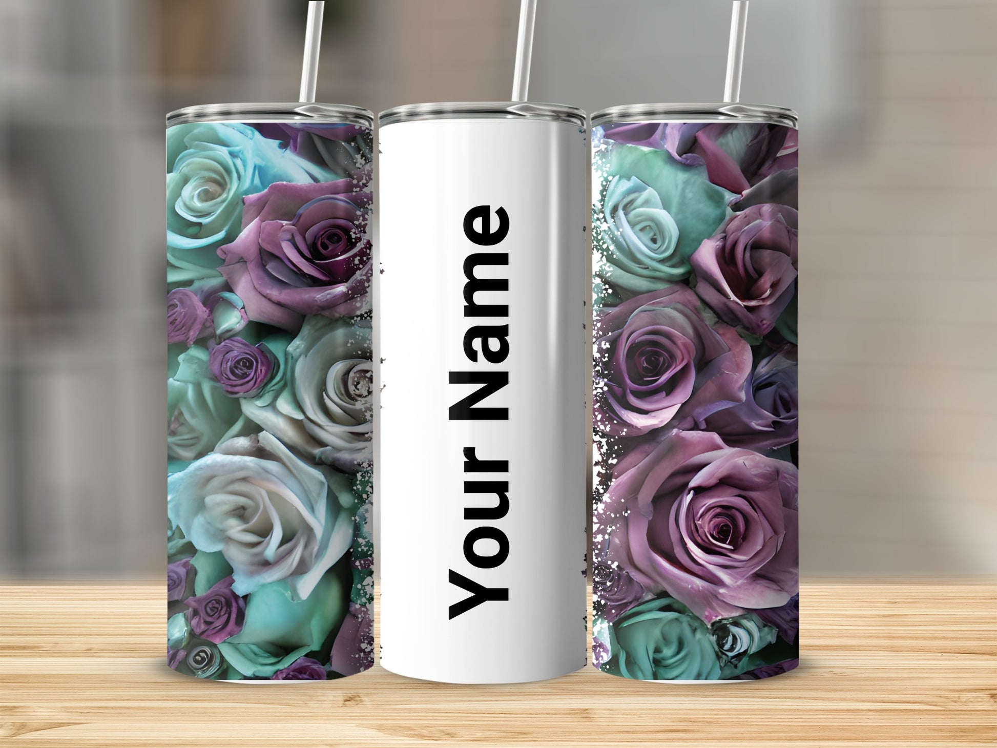 Personalized Floral Design Tumbler Custom Name Gift