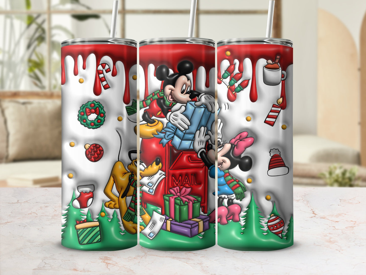 Christmas-themed Disney Characters Tumbler Flask