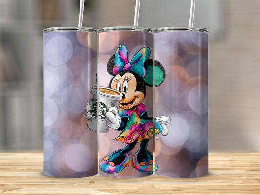 Colorful Cartoon Character Holding Coffee Tumbler