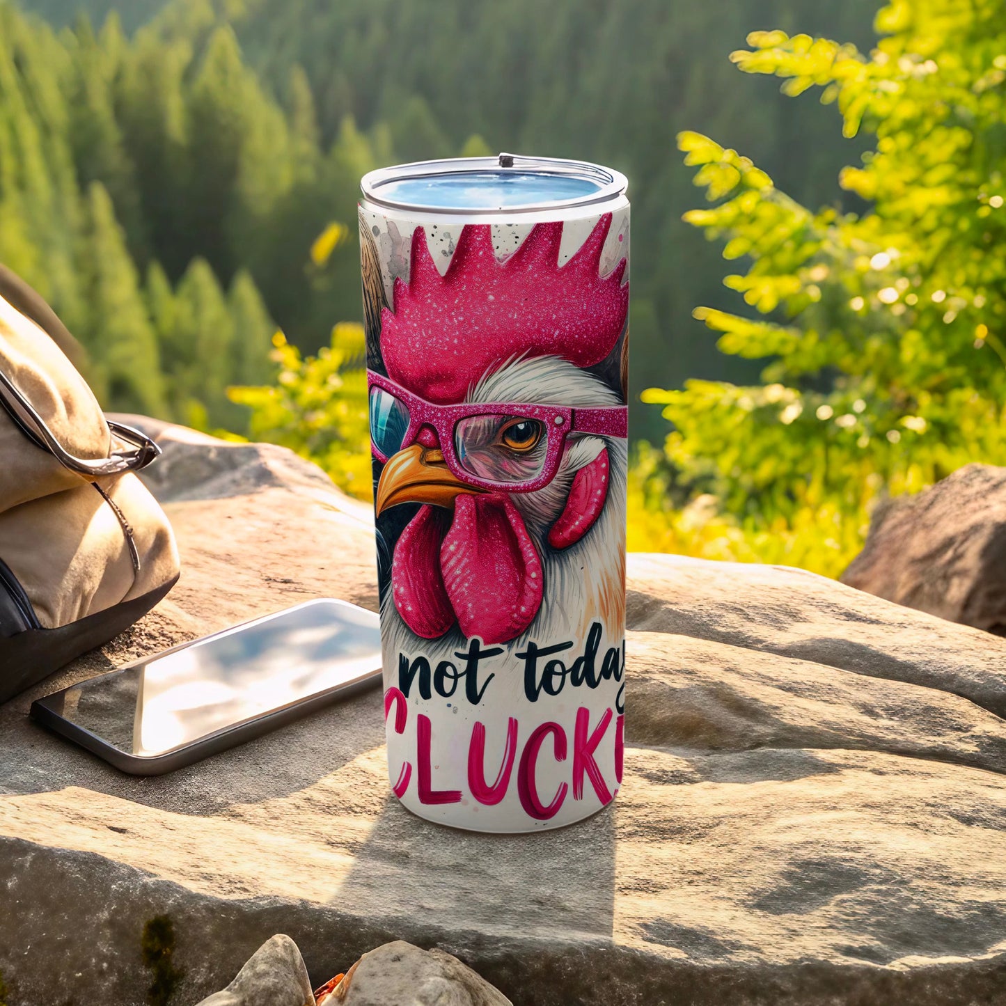 Rooster Pink Glasses Not Today CLUCK Funny Tumbler product type