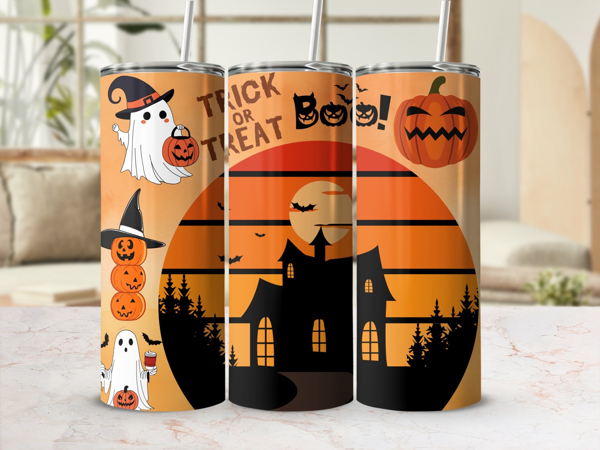 Halloween Themed Trick or Treat Tumbler Cup