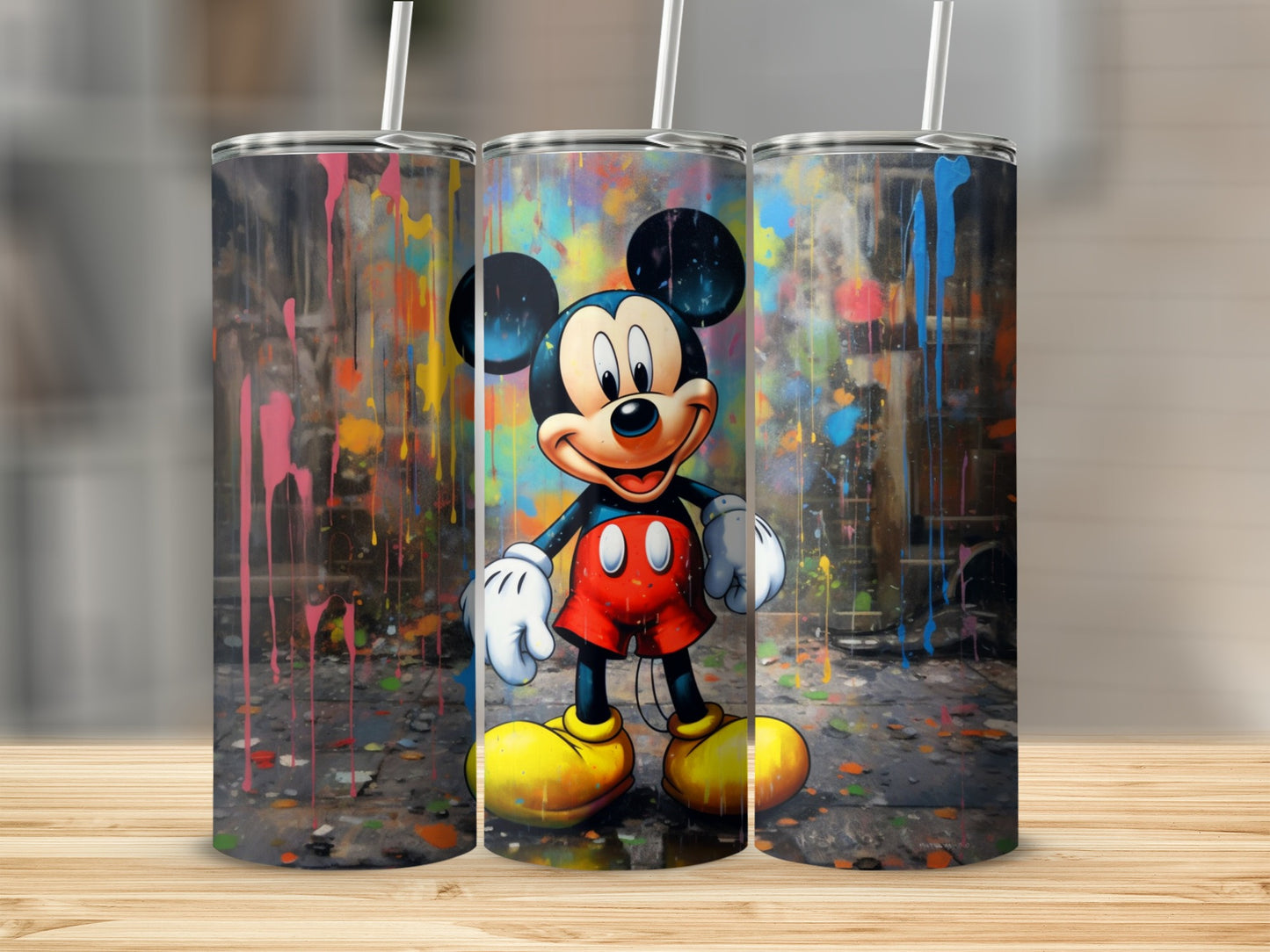 Vibrant Mickey Mouse Tumbler With Colorful Abstract Design