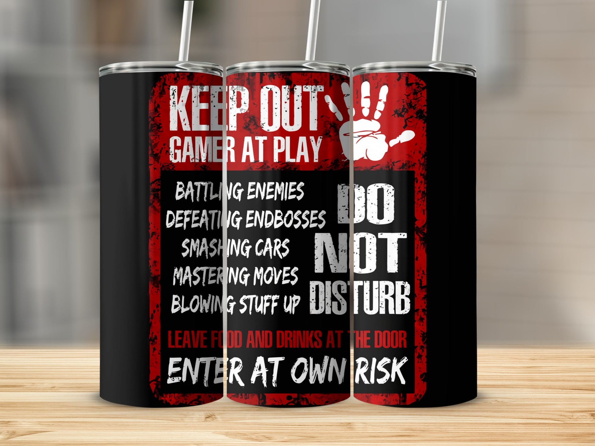 Gamer At Play Leave Food And Drinks At Door Flask