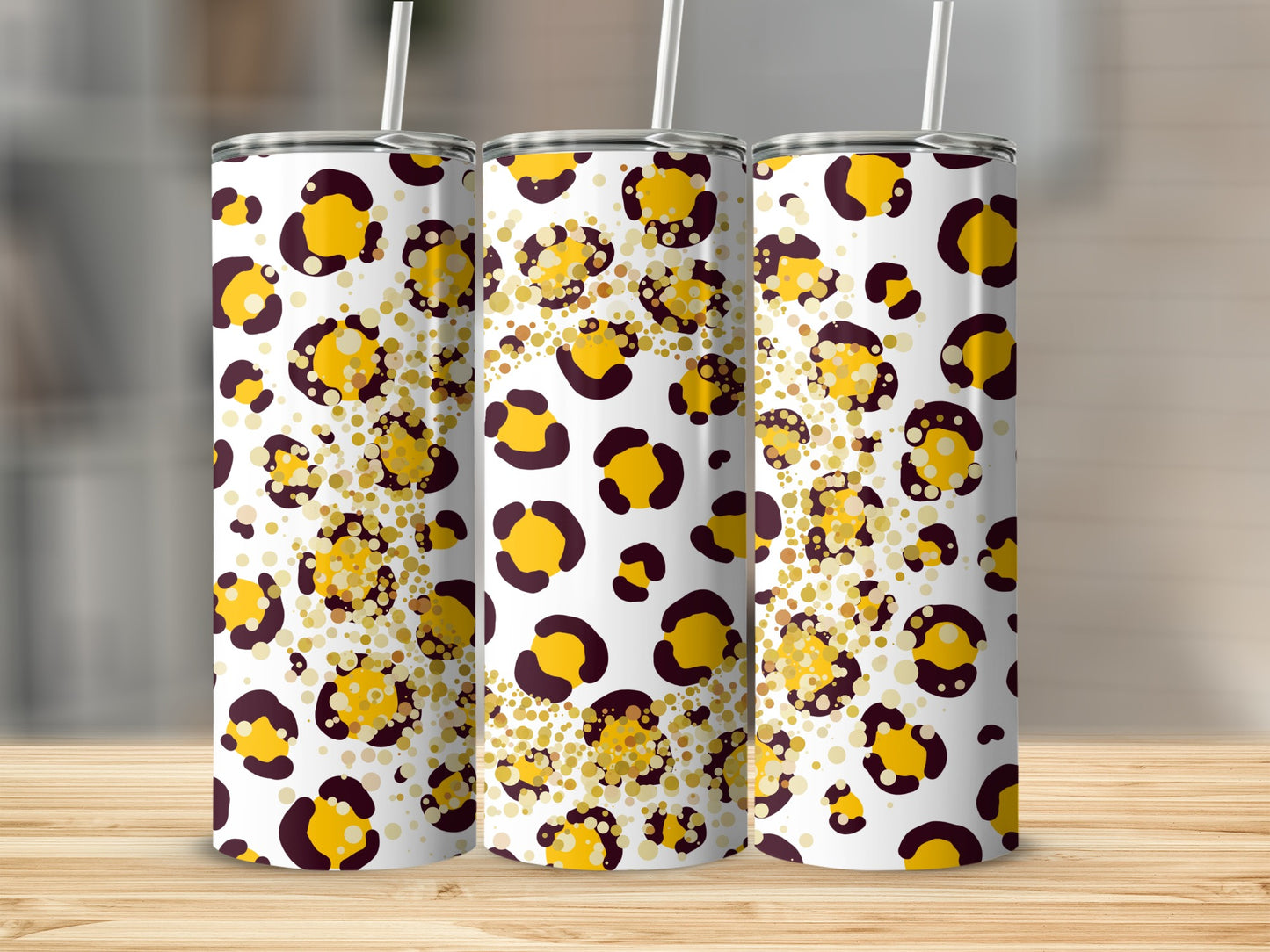 Yellow and Brown Abstract Pattern Tumbler product