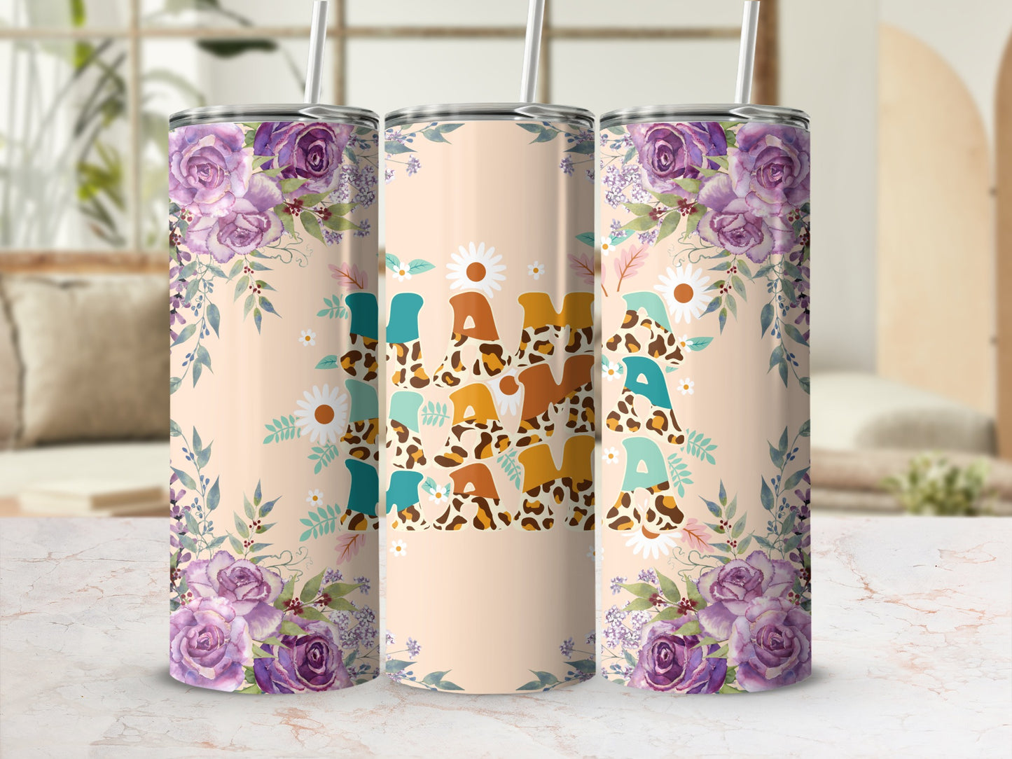 Floral Mama Design Insulated Tumbler Travel Mug