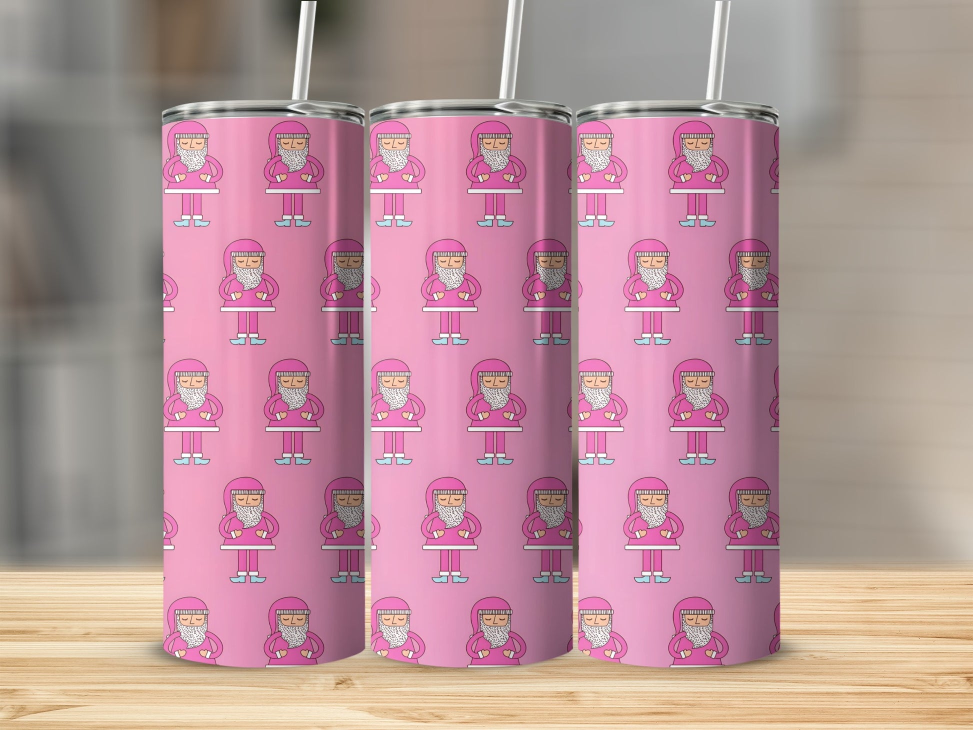 Fun Patterned Pink Character Drinkware Tumblers
