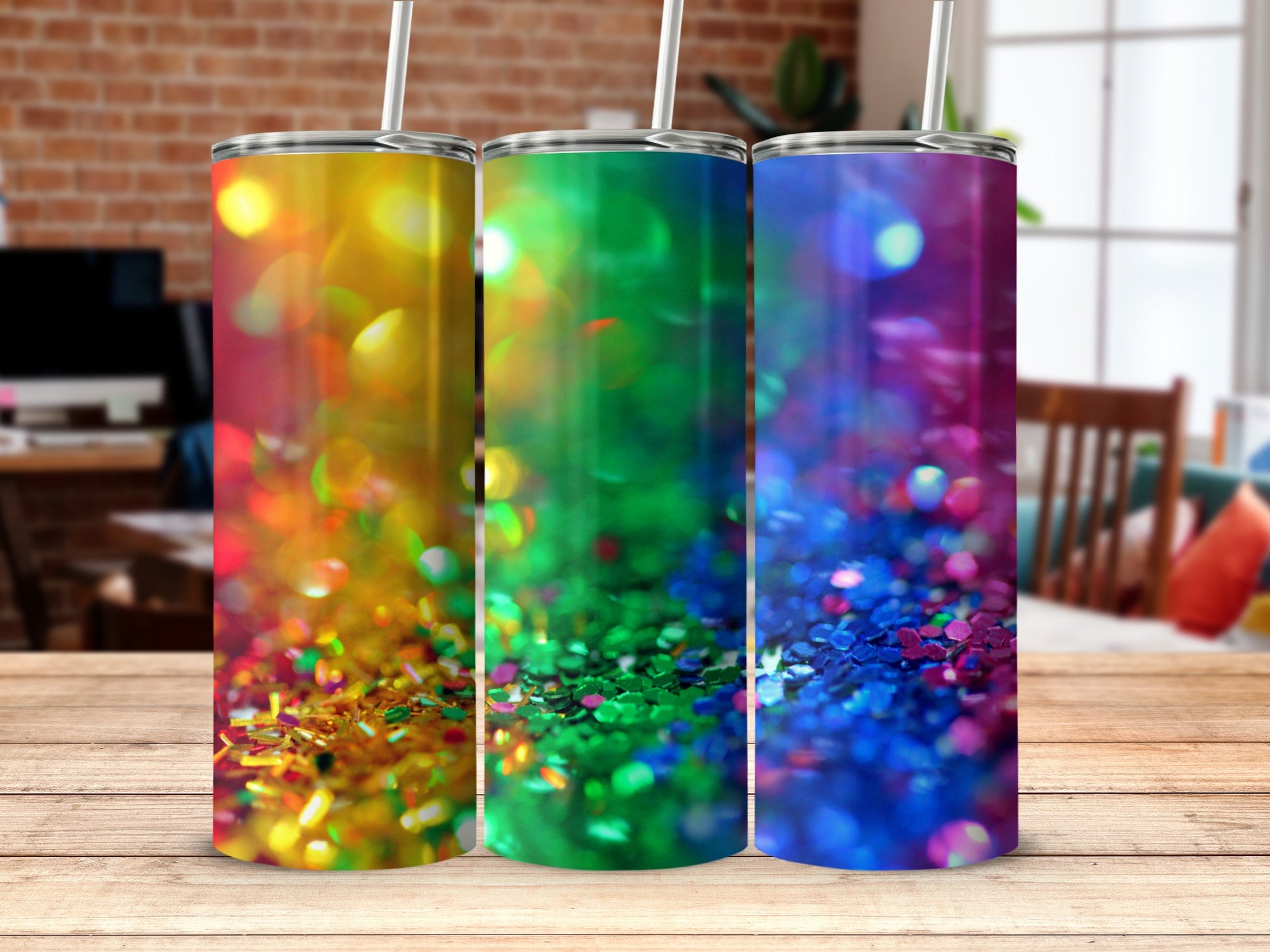 Colorful Glitter Sparkle Effect Design Tumbler