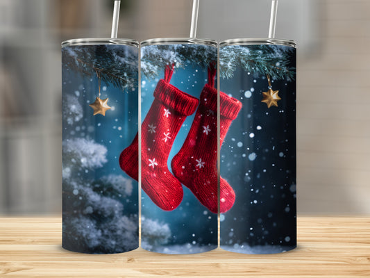 Festive Red Stockings Christmas Themed Tumbler Product