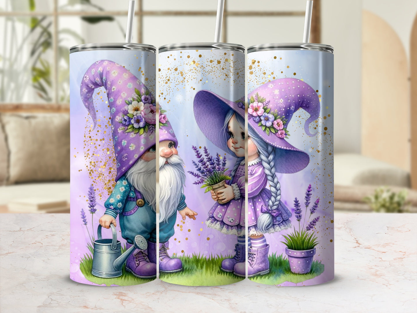 Cute Lavender Garden Gnomes Purple Tumbler product