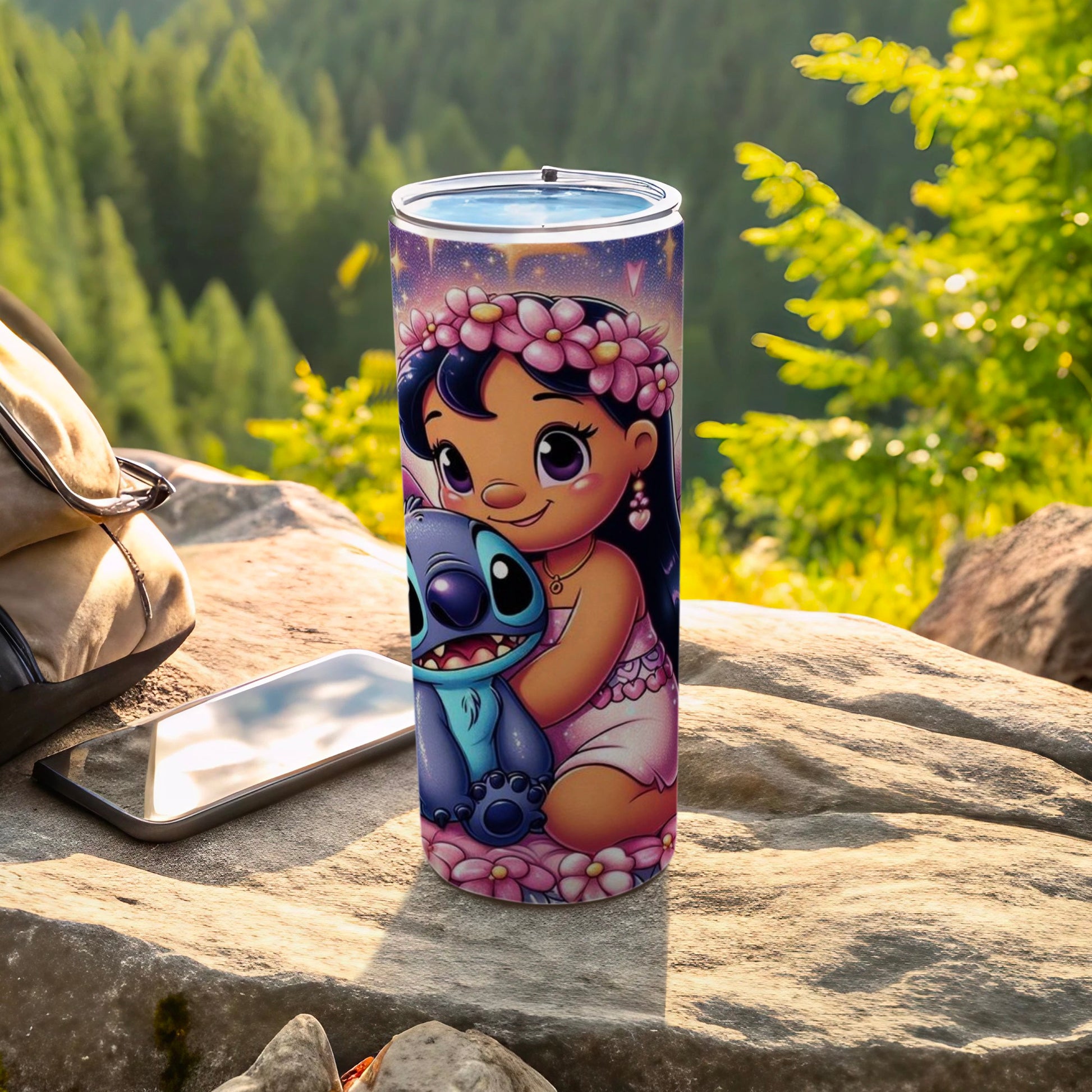Adorable Cartoon Girl and Alien Print Tumbler