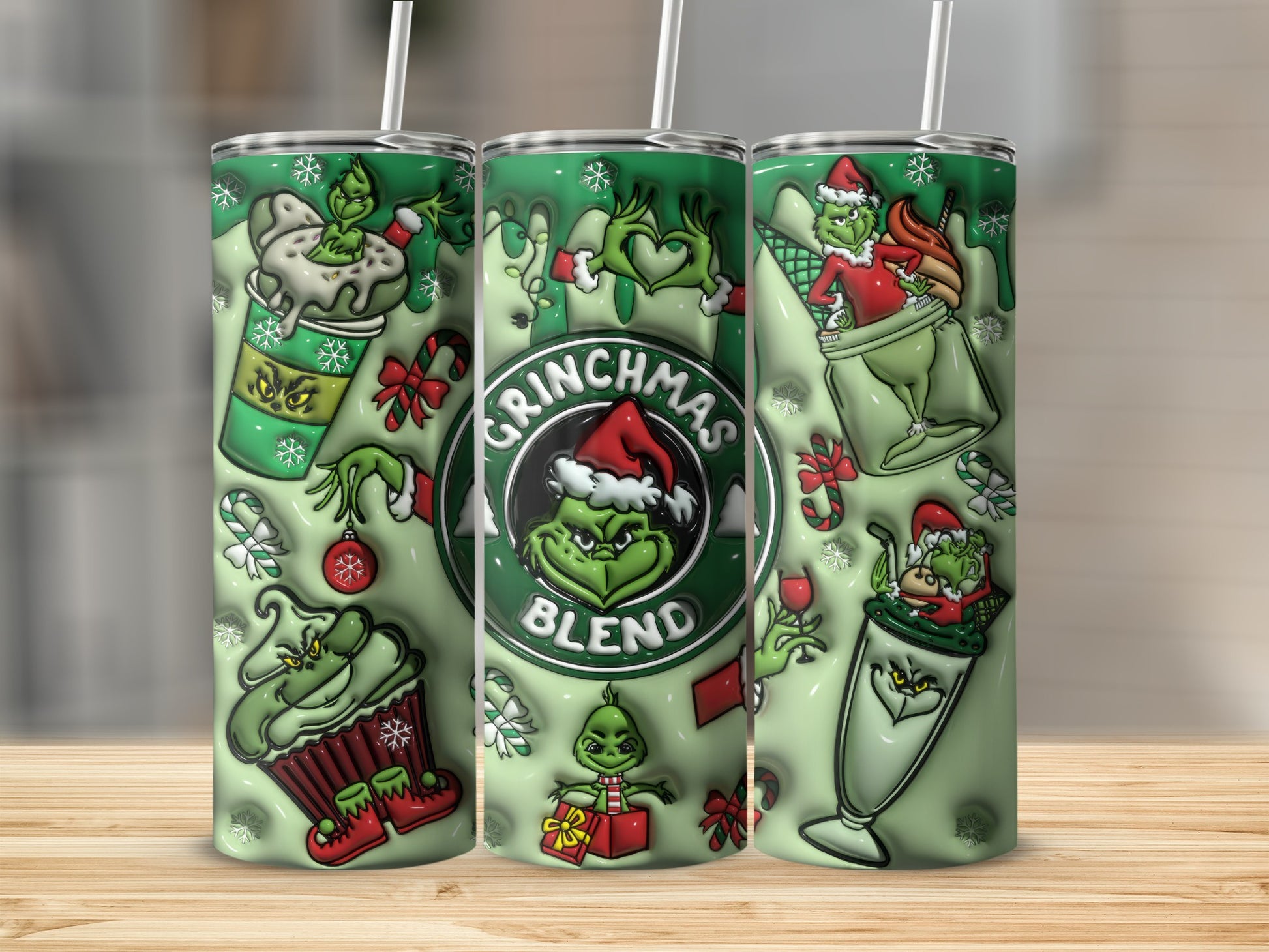 Grinchmas Blend Christmas Holiday Tumbler with Straw