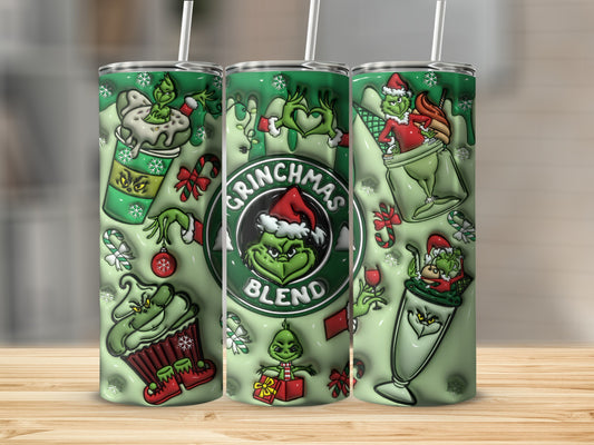 Grinchmas Blend Christmas Holiday Tumbler with Straw