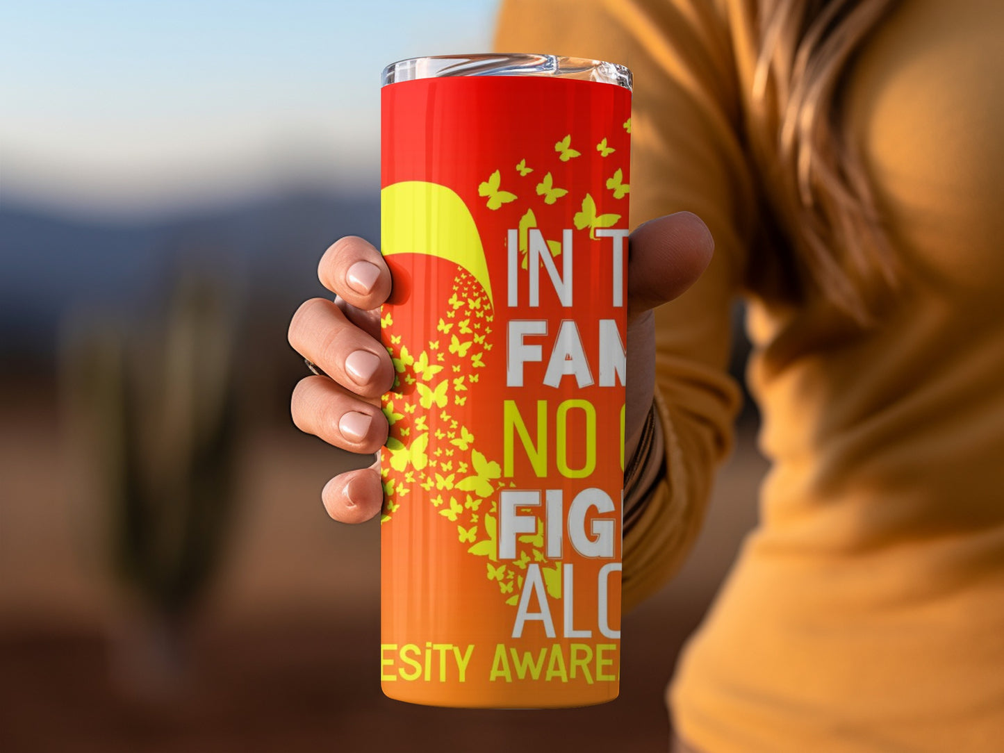 Inspirational Awareness Red and Yellow Tumbler Product