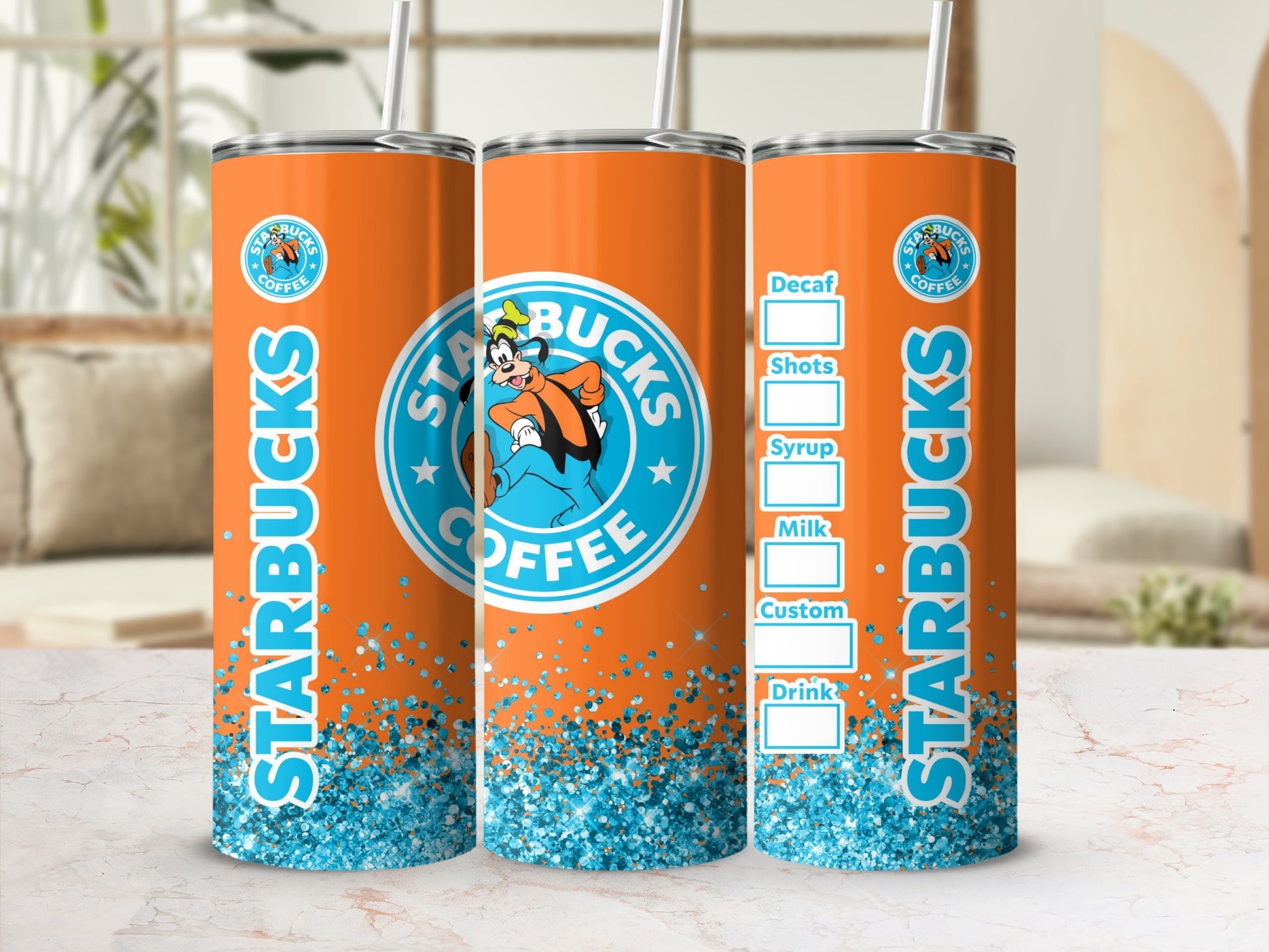 Starbucks Orange and Blue Tumbler with Custom Options