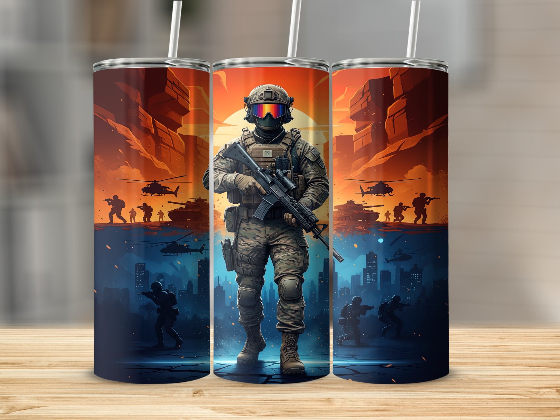 Tactical Soldier Action Scene Tumbler