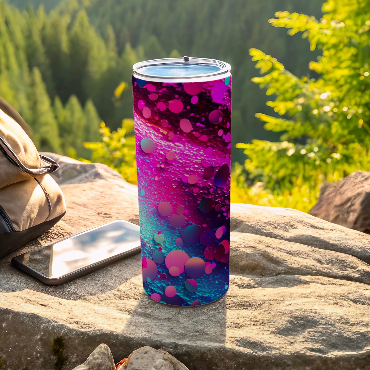 Vibrant Pink Purple Abstract Bubble Art Pattern Tumbler product type