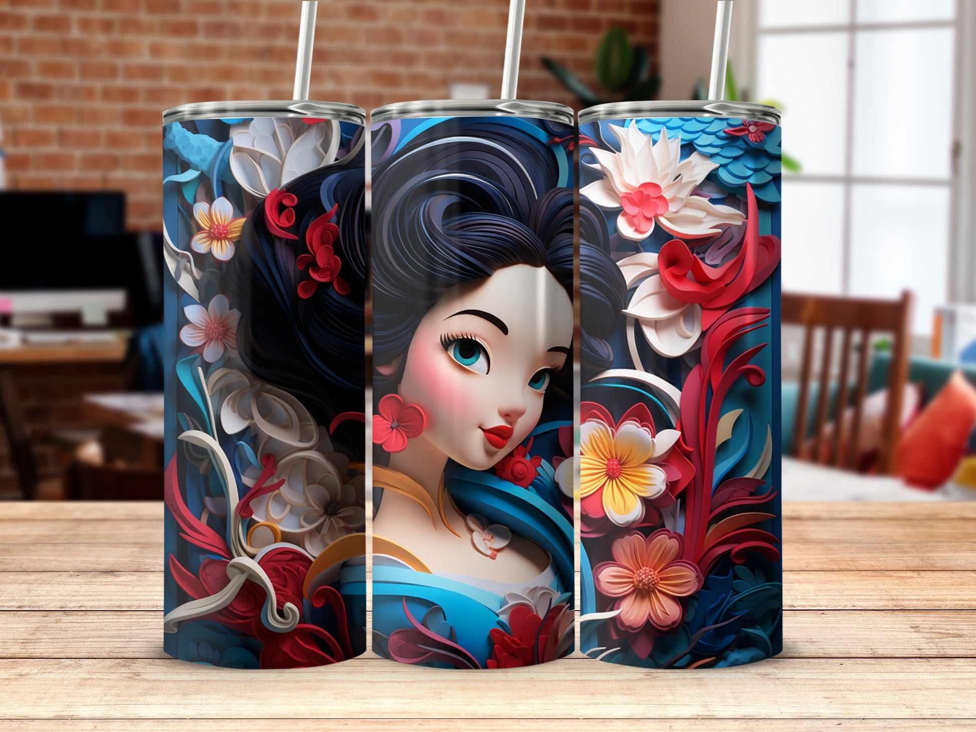 Beautiful Floral Artwork Insulated Tumbler Design