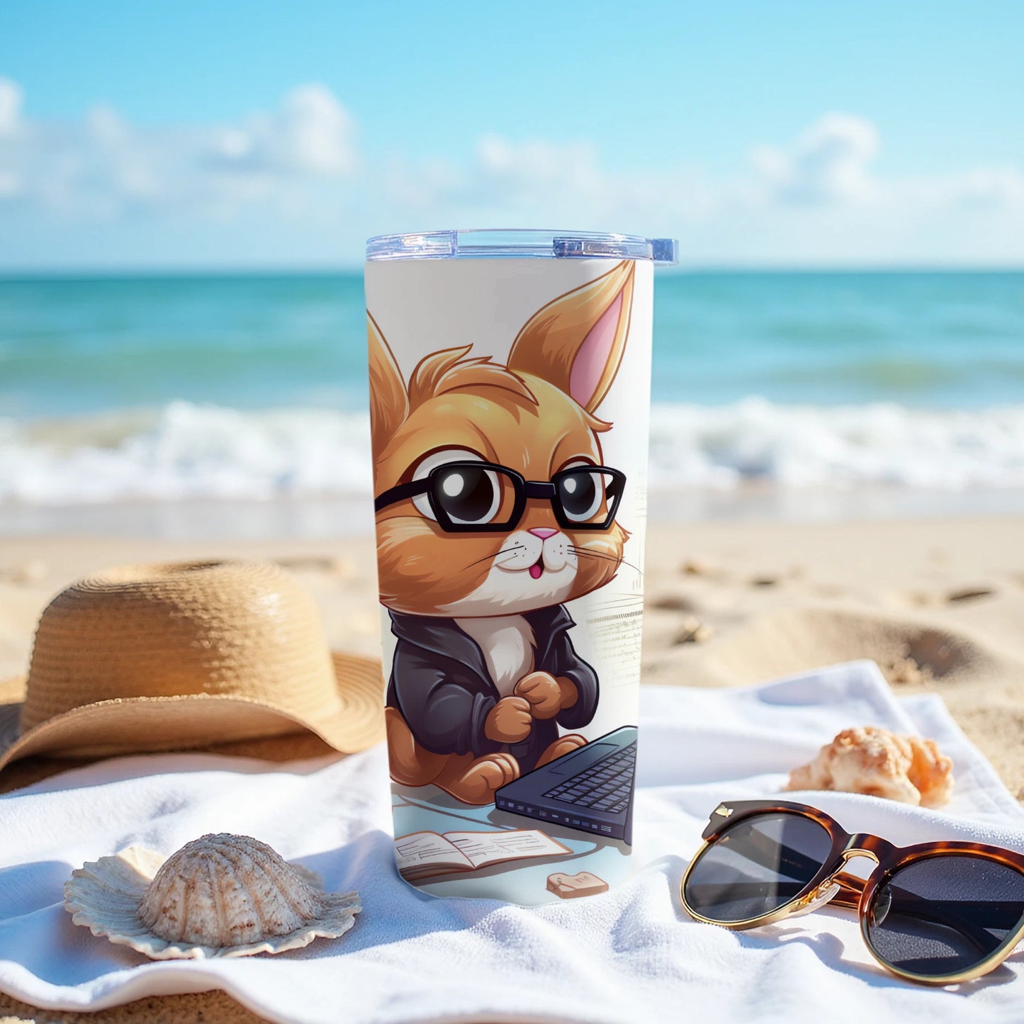 Cute Rabbit Professional Glasses Laptop Design Tumbler product type
