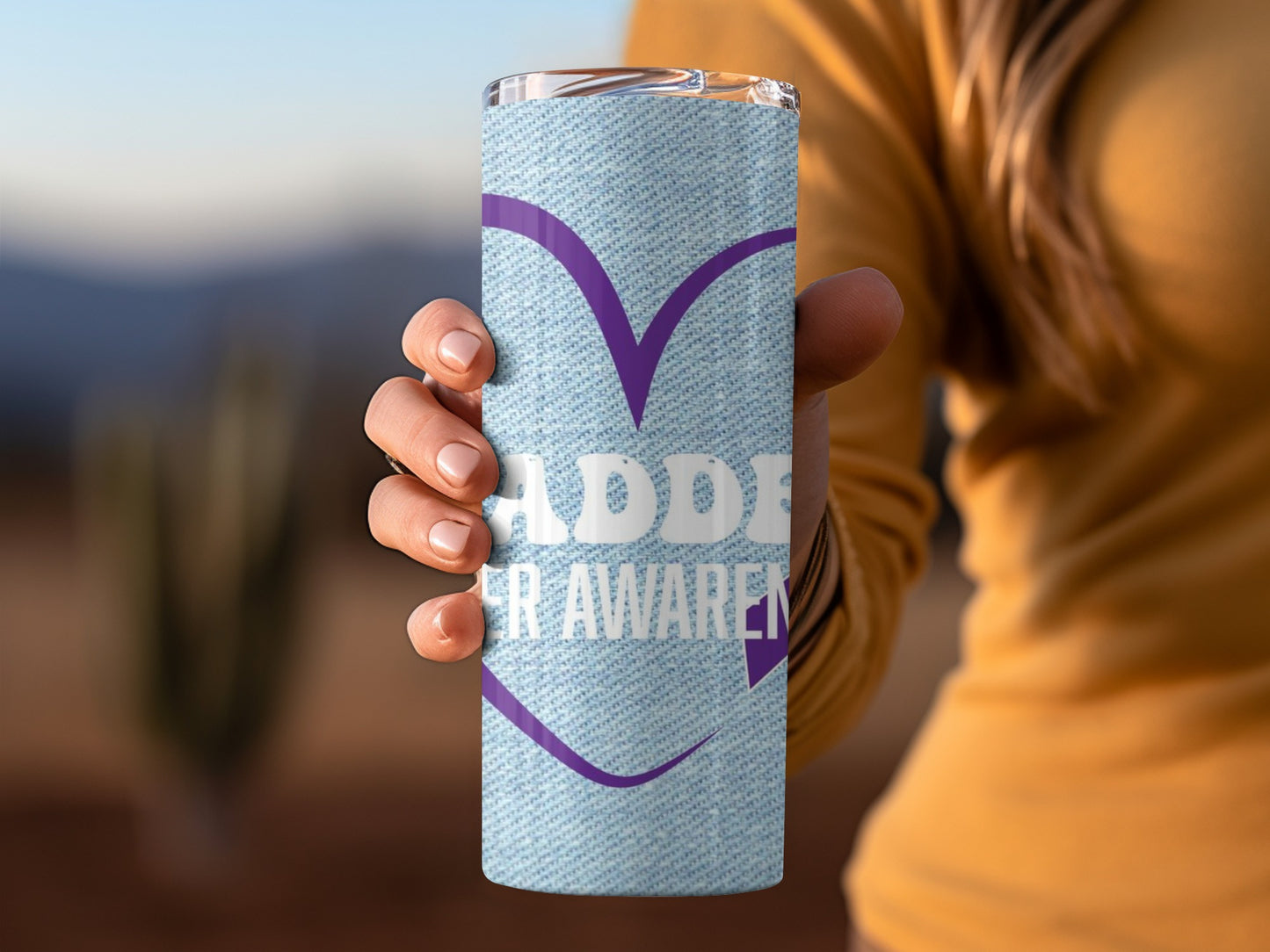 Bladder Cancer Awareness Tumbler with Denim Design