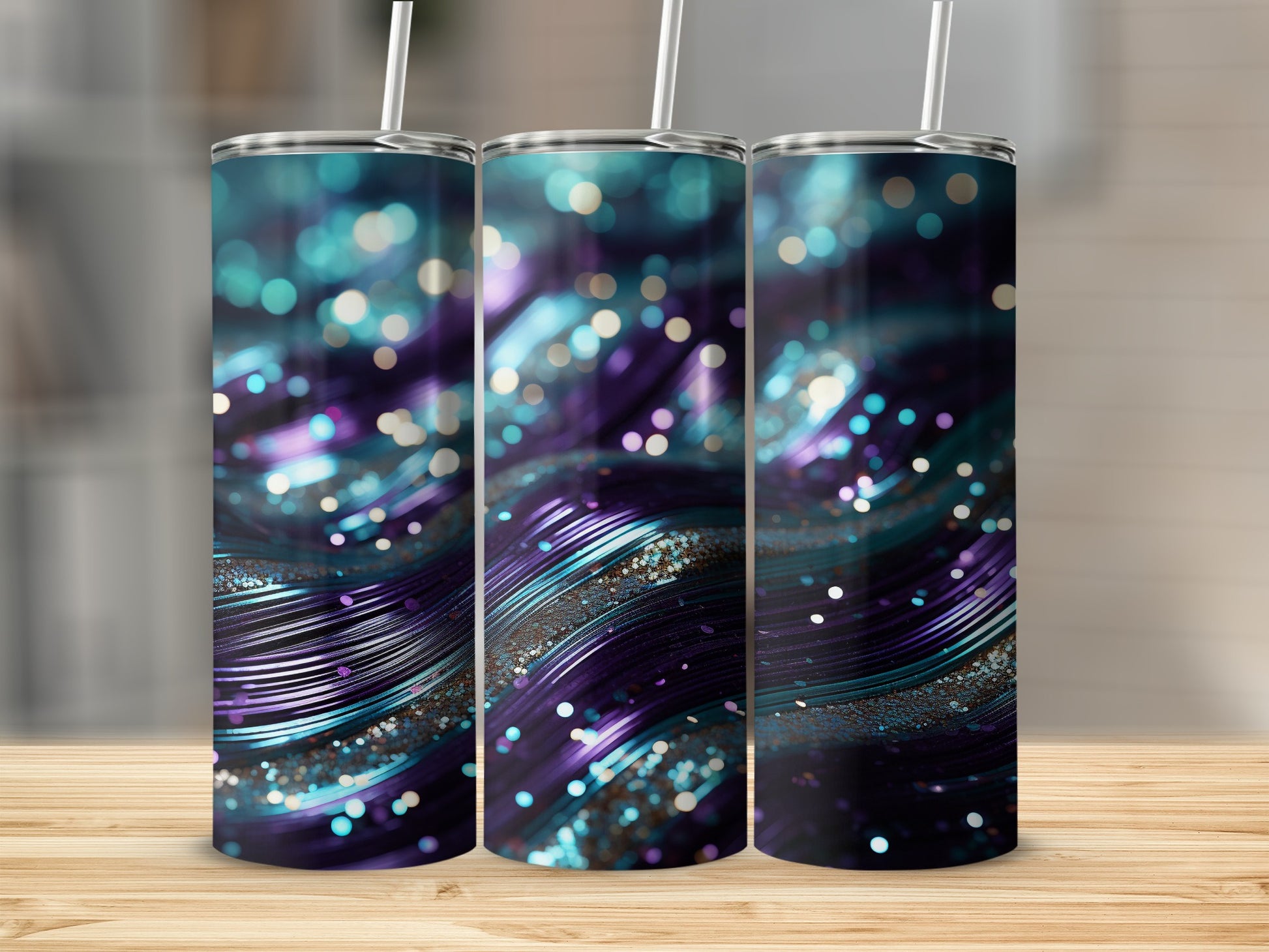 Sparkling Purple Teal Bokeh Glitter Swirl Tumbler product type