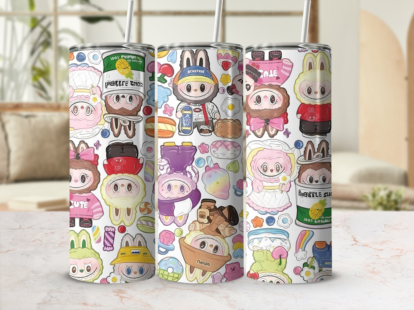 Cute Cartoon Characters Pattern Insulated Tumbler