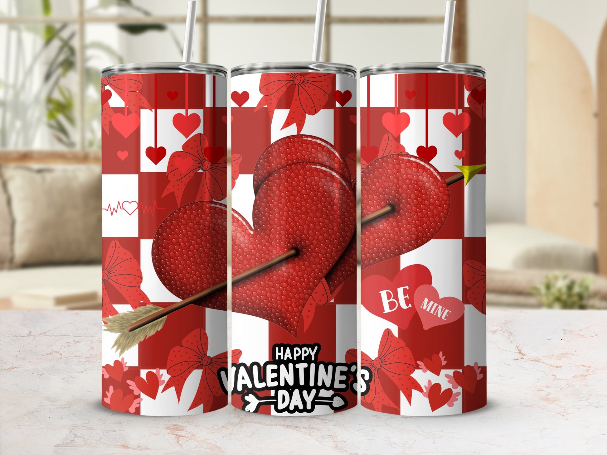 Happy Valentine's Day Heart Design Drinkware
