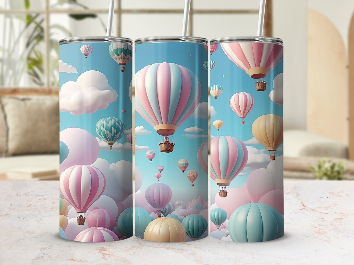 Pastel Hot Air Balloons Sky Clouds Dreamy product type