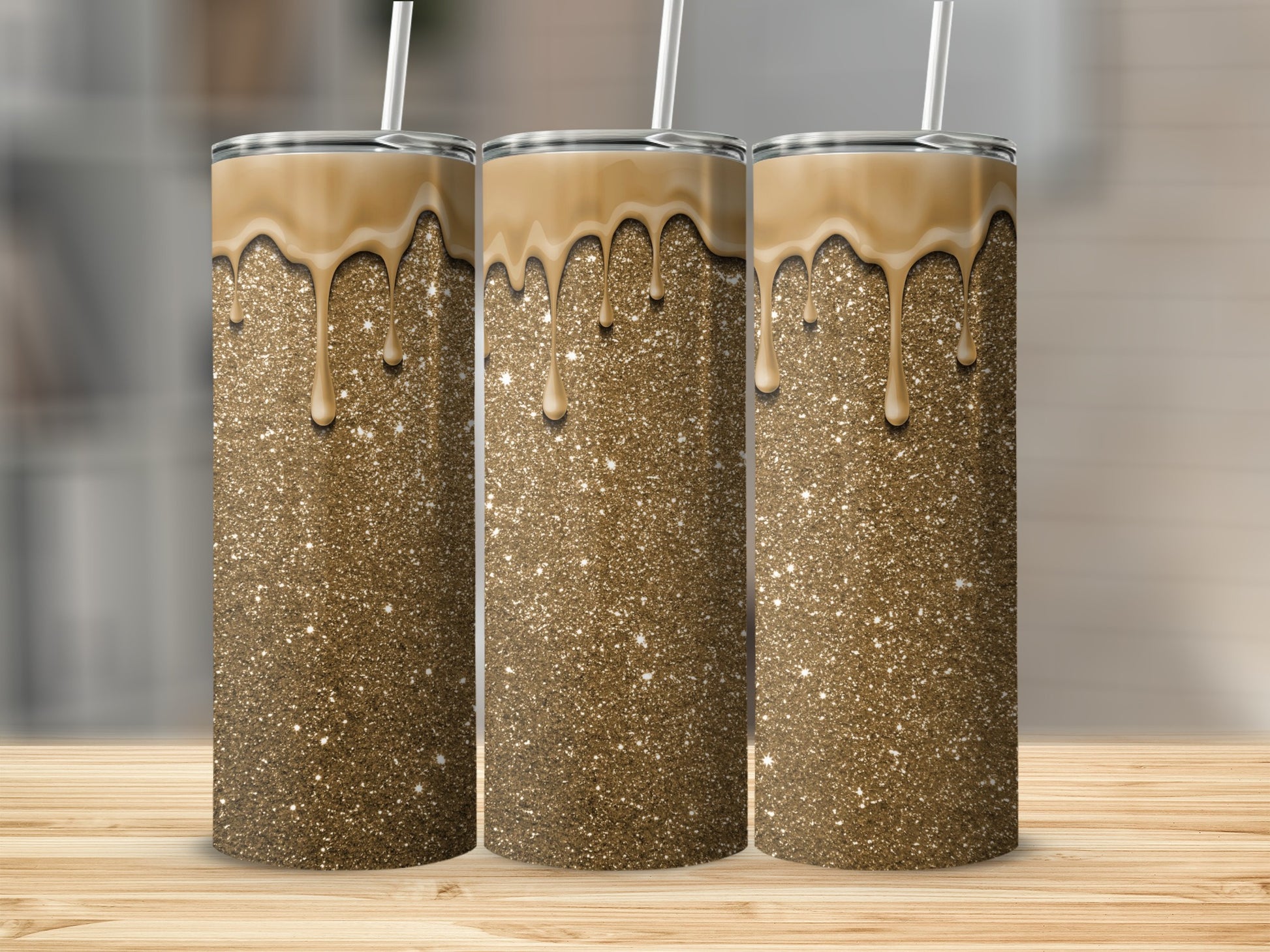 Glitter Gold Drip Confetti Tumbler Cup product