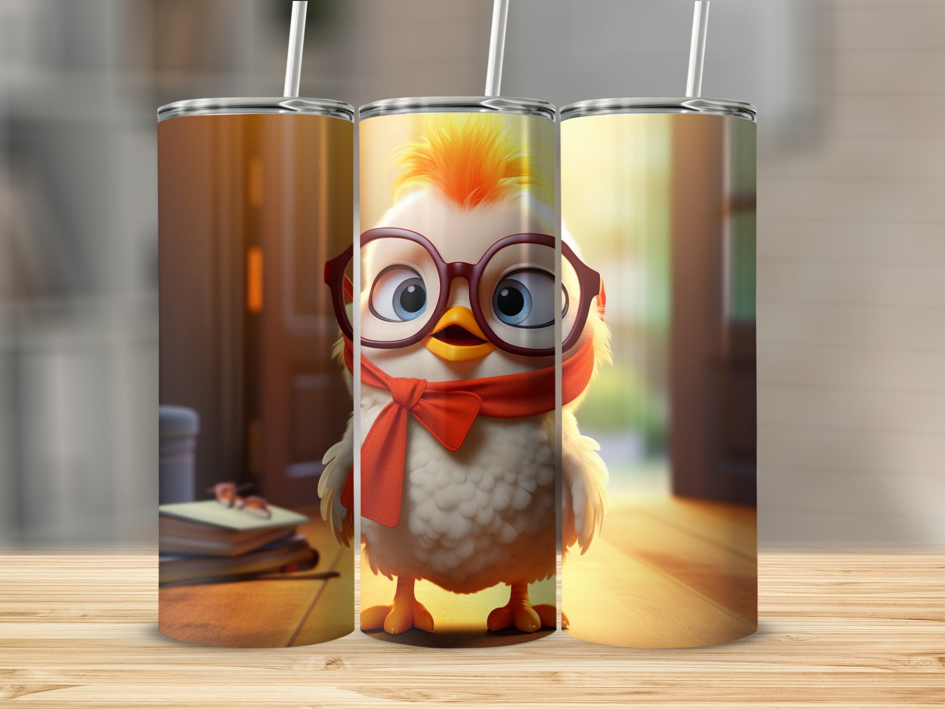 Cute Cartoon Chick with Glasses Tumbler