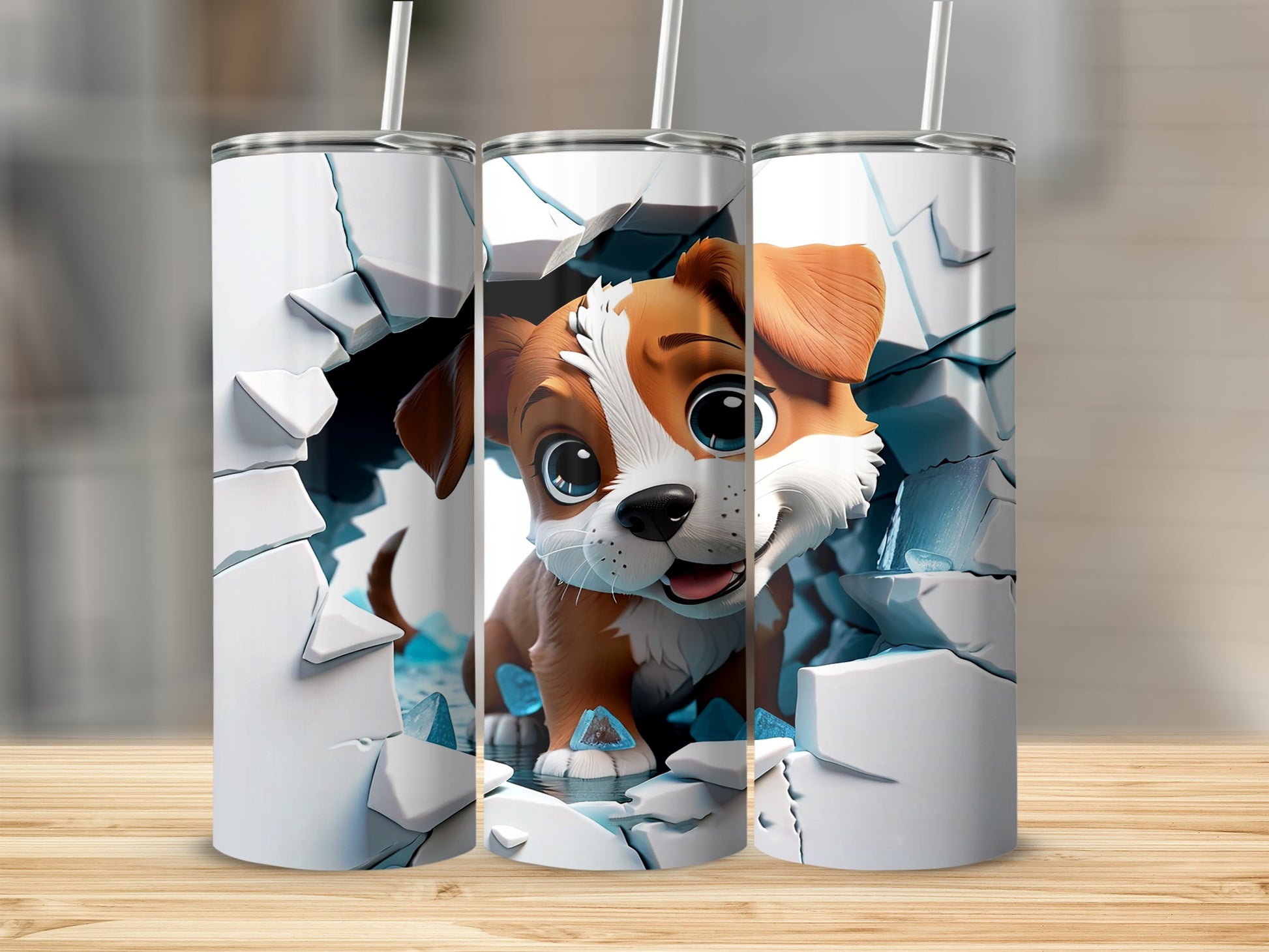 Adorable Puppy Breaking Through Wall Tumbler