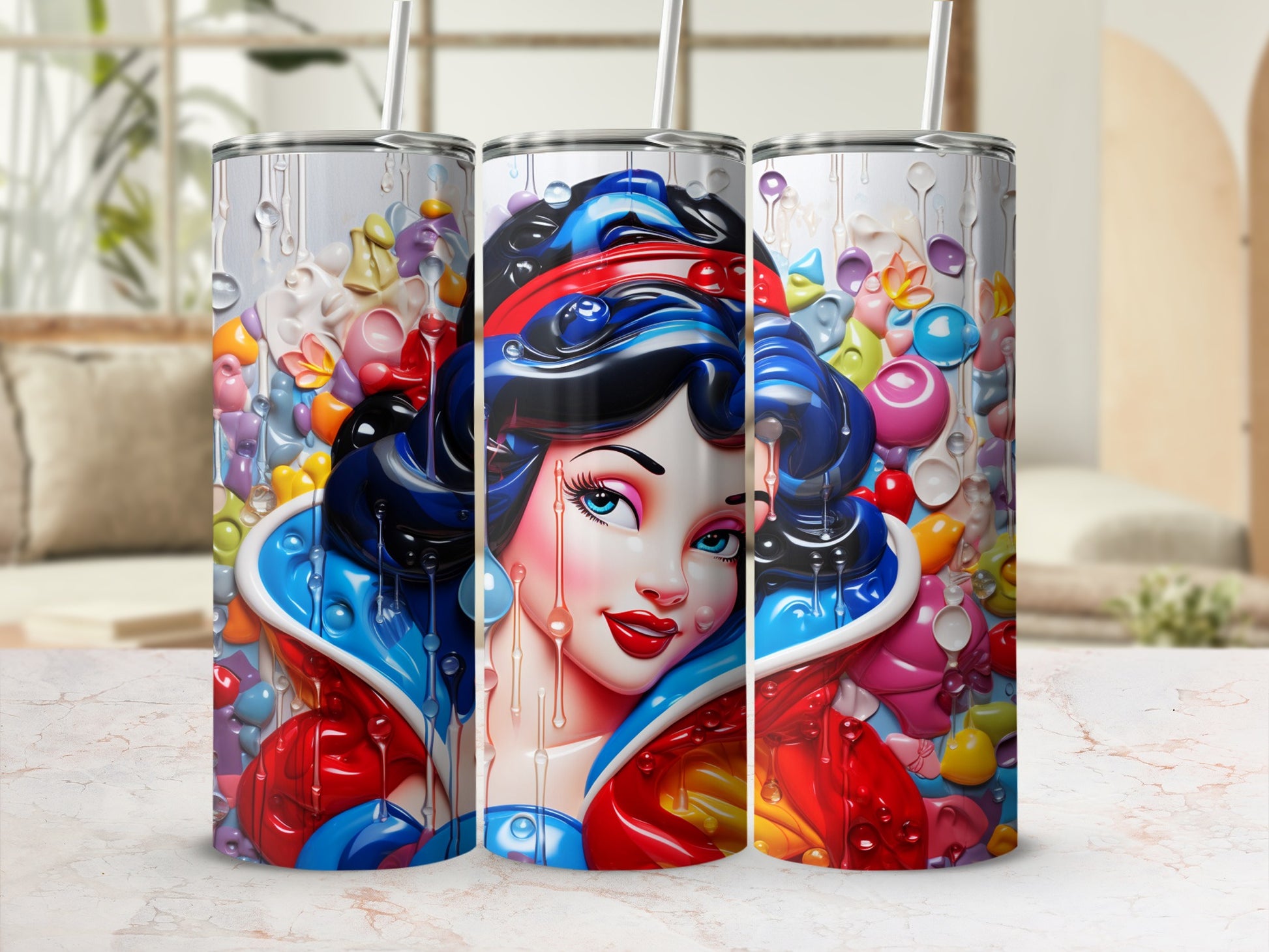 Colorful Art Pop Snow White Insulated Tumbler Cup