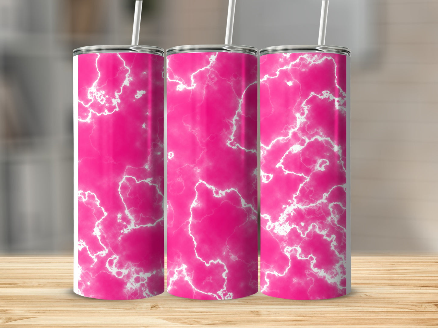 Hot pink lightning pattern skinny tumbler product type