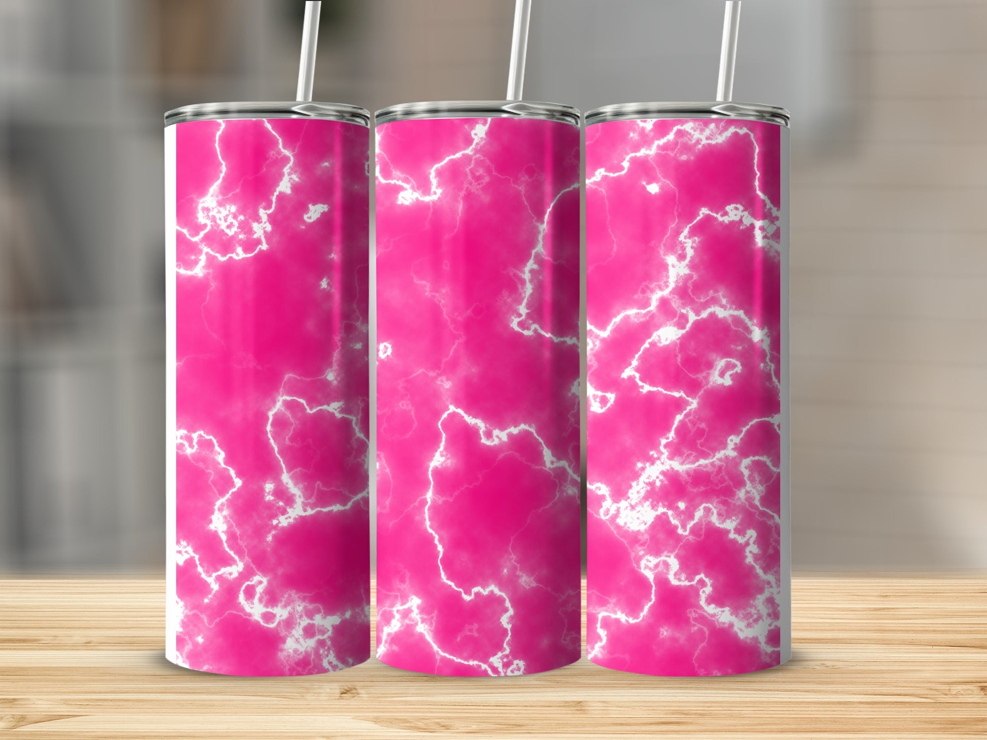 Hot pink lightning pattern skinny tumbler product type