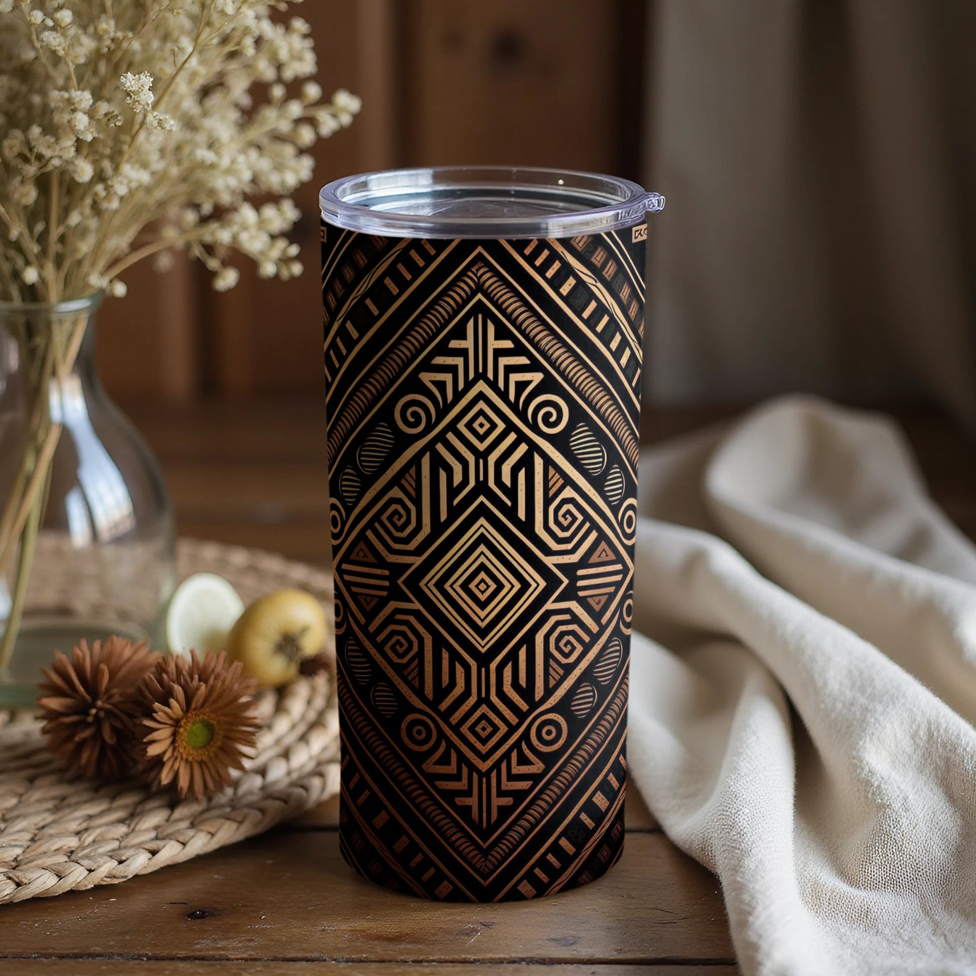 Geometric Patterned Travel Tumbler for On-the-Go