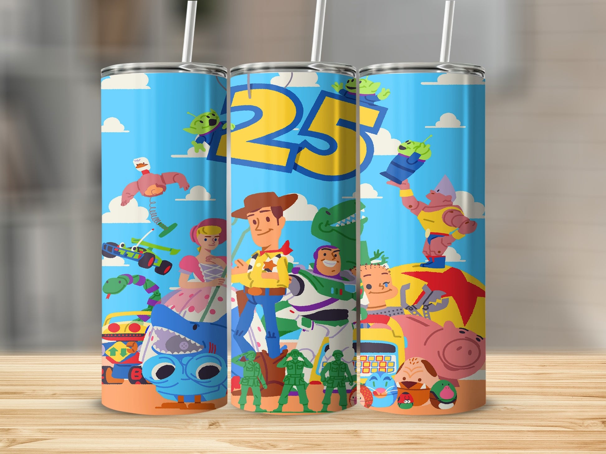 Colorful Cartoon Character Design 25th Anniversary Tumbler