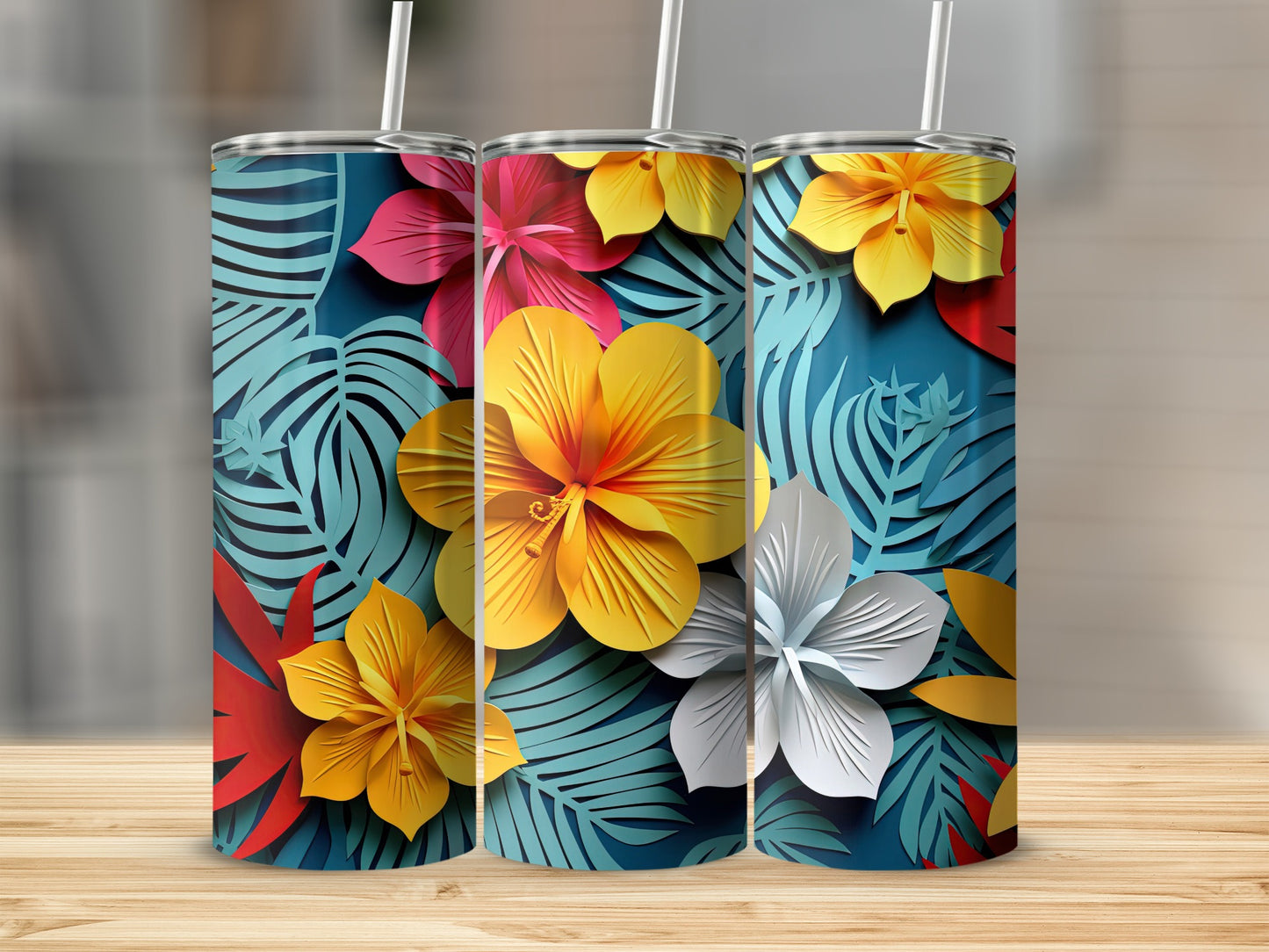 Tropical Floral Design Insulated Tumbler 20oz
