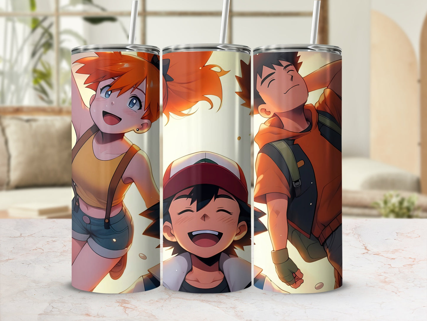 Anime Character Design Triple Tumbler Flask Set