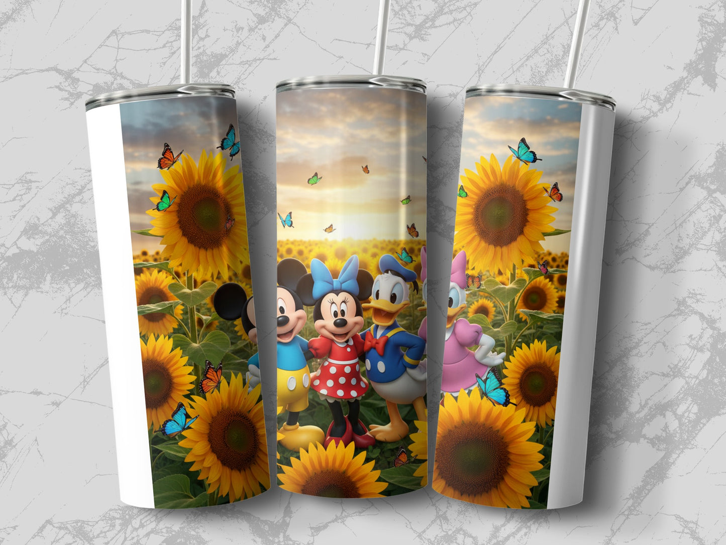 Disney Characters and Sunflowers Tumbler Cup
