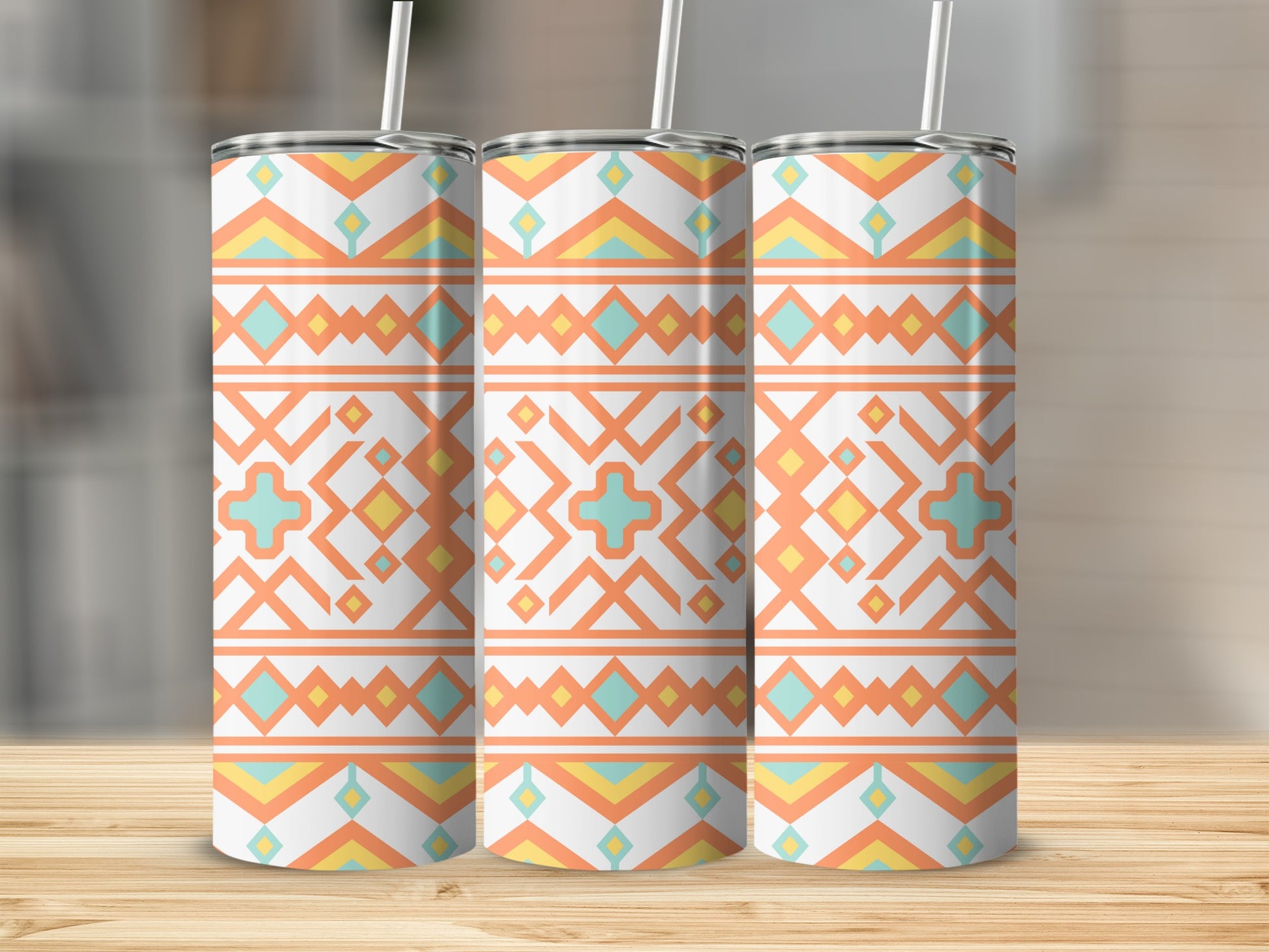 Geometric Pattern Design Tumbler Stainless Steel Cup