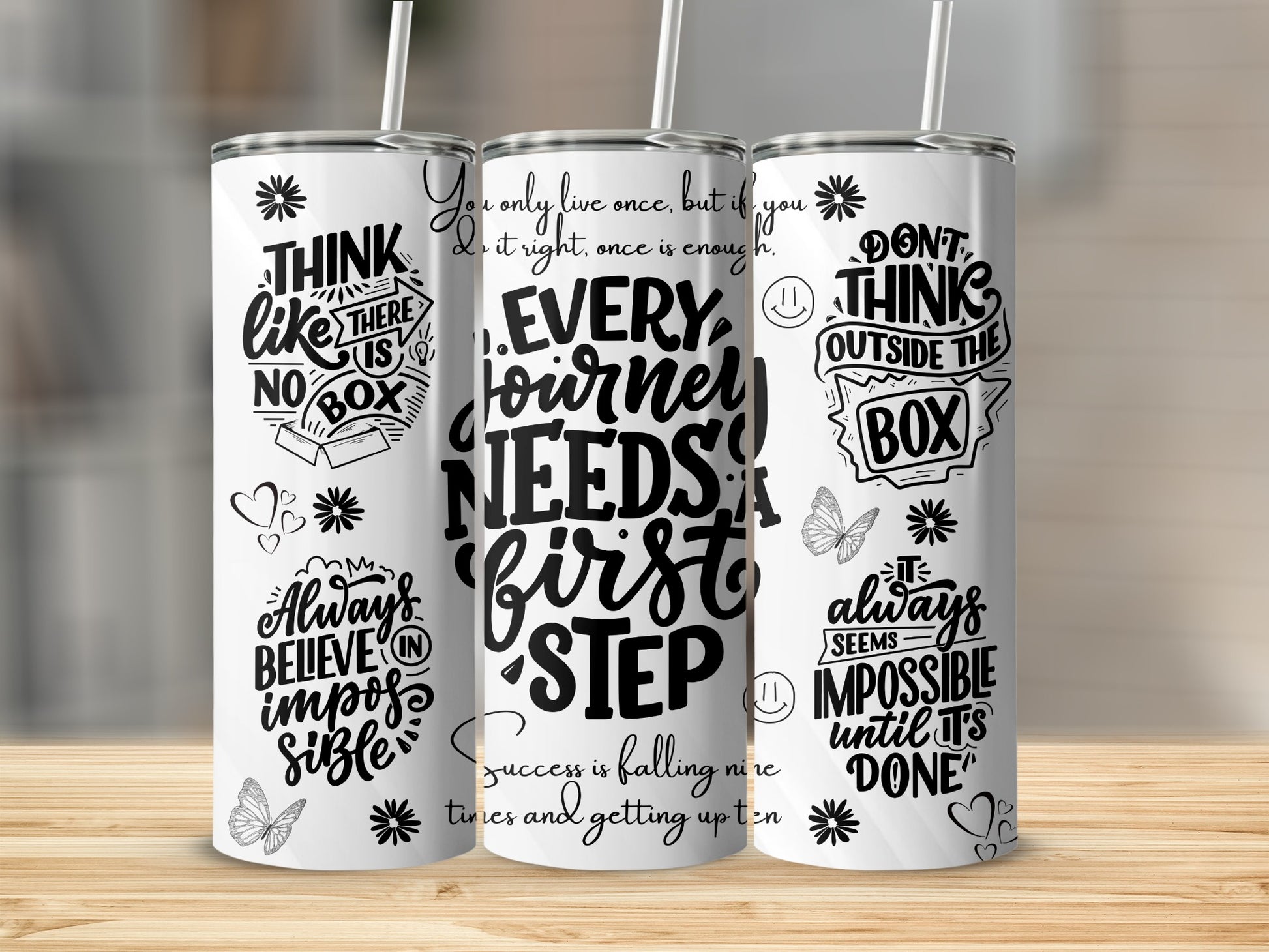 Inspirational Quotes Design Tumbler Set for Motivation