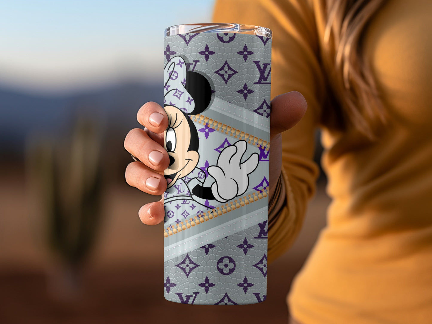 Minnie Mouse and LV Inspired Pattern Tumbler