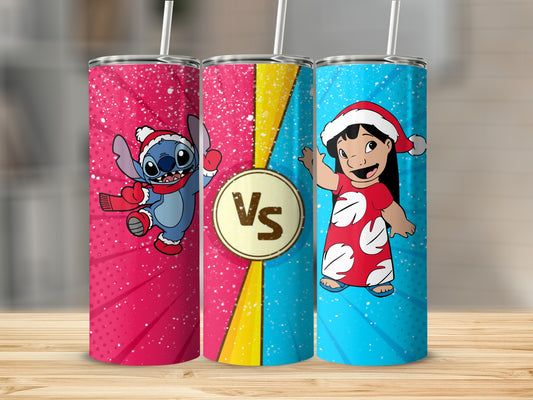 Cute Christmas Stitch and Lilo Tumbler for the Holidays