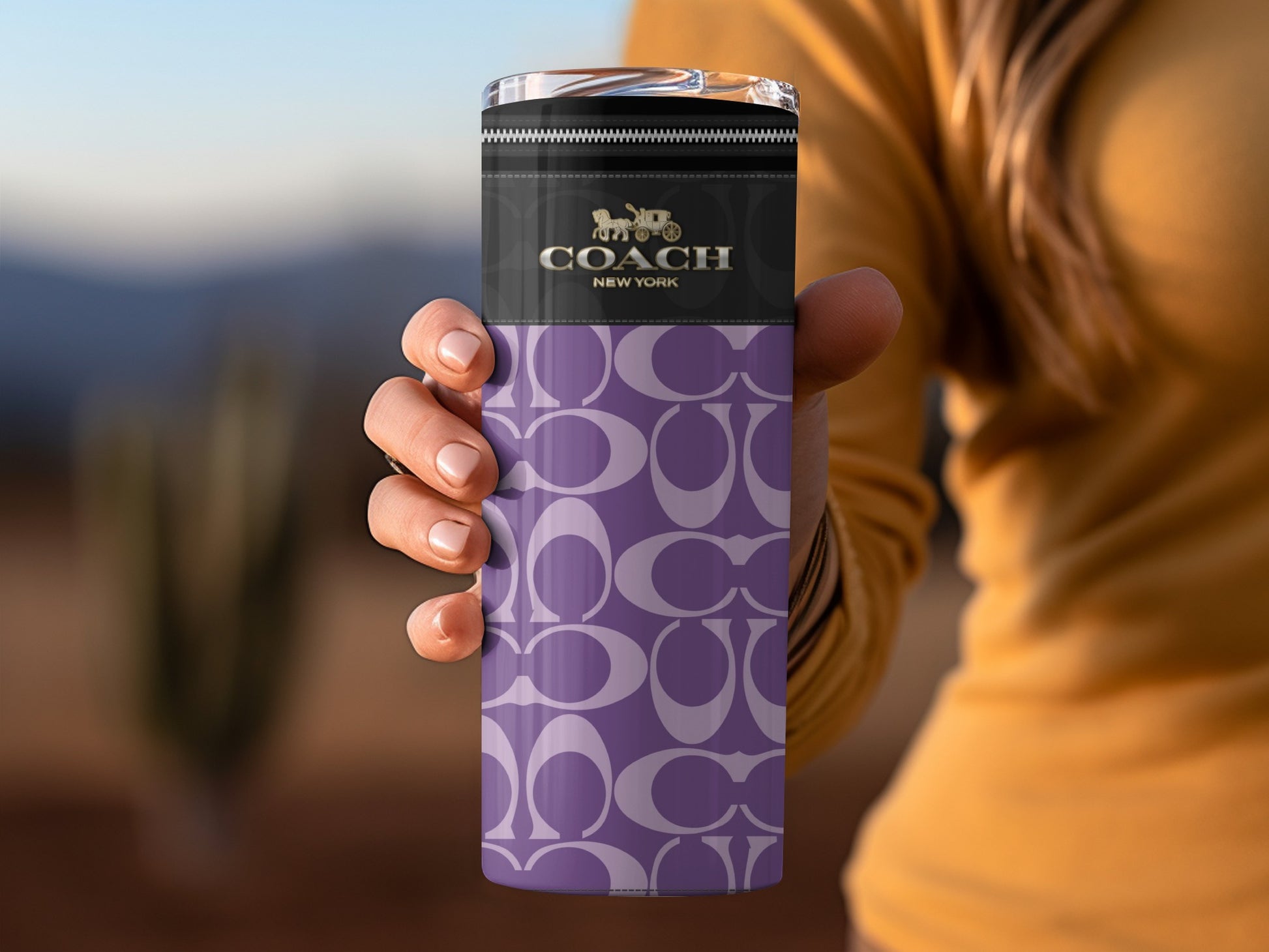 Coach New York Purple Travel Mug with Logo Design
